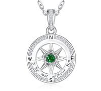 Zeuslia Collar de brújula de plata de ley S925 para mujer, joya con texto en inglés "I'd Be Lost Without You", regalo de cumpleaños para mamá, graduación, aniversario, joya para novia e hija con
