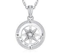 Zeuslia Collar de brújula de plata de ley S925 para mujer, joya con texto en inglés "I'd Be Lost Without You", regalo de cumpleaños para mamá, graduación, aniversario, joya para novia e hija con