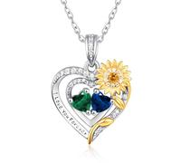 Zeuslia Collar de corazón de girasol, regalo para esposa, mujer, plata de ley 925, joyería de amor eterno, regalo de aniversario de boda, regalo de cumpleaños, joyería de madre, novia, hija, con 2