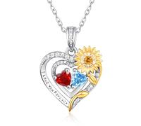 Zeuslia Collar de corazón de girasol, regalo para esposa, mujer, plata de ley 925, joyería de amor eterno, regalo de aniversario de boda, regalo de cumpleaños, joyería de madre, novia, hija, con 2