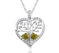 Zeuslia Collar de corazón del árbol de la vida, regalo para esposa, mujer, plata de ley 925, joyería de amor eterno, regalo de aniversario de boda, regalo de cumpleaños, joyería para madre, novia,