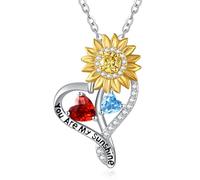 Zeuslia Collares con colgante de corazón de girasol para mujer, plata de ley 925 con colgante «You Are My Sunshine», para el día de la madre, cumpleaños, aniversario, regalo para esposa, mamá, abuela