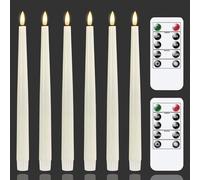 Zevanor Velas LED marfil sin llama parpadeantes de 2 cm x 29 cm con mando a distancia y temporizador diario, paquete de 6 velas de cera que funcionan con pilas (larga duración 620 horas)