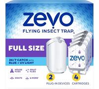 Zevo 2 trampas de Insectos voladores y 4 Cartuchos, Trampa para Moscas y Atrapador de Insectos en Interiores para mosquiteros, casa y Moscas de Frutas, sin ensuciar, Uso en Cualquier habitación