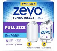 ZEVO - Trampa para Insectos voladores, Trampa para Moscas de Frutas (2 Bases enchufables + 2 Cartuchos de Relleno)