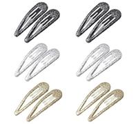 ZEVONDA Glitter Hair Snap Clips - Clips de Pelo Metal Colorido Brillo Clips de Pelo de Lentejuelas Barrettes para Niñas Mujeres, Negro*4 + Plata*4 + Oro*4
