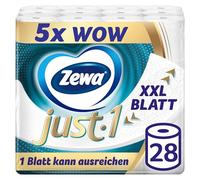 Zewa Just1 - Papel higiénico sin funda con toallitas extragrandes, 7 paquetes de 4 rollos de 99 hojas XXL