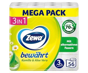 Zewa Papel higiénico de manzanilla con porcentaje de paja, 7 x 8 rollos