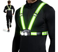 Zewdov Luces de correr ultra brillantes de 800 lm para corredores, 7 modos y chaleco reflectante de 360°, IPX4 impermeable, luz de correr recargable ajustable de 45° para caminar, senderismo, ciclismo