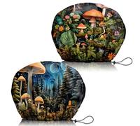 Zewurtuw 2 gorros de ducha ajustables, reutilizables, de doble capa impermeable, elásticos, para el cabello, bonitos gorros estéticos para mujeres y niñas, dos hongos