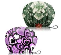 Zewurtuw 2 pcs tapa de ducha reutilizable reutilizable doble capa impermeable baera de bao elstica esttica linda para mujeres giras-cursos