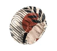 Zewurtuw Gorro de satén con sensación de seda para dormir, reutilizable, de doble capa, elástico, ajustable, lindo estético, para mujeres y niñas, hoja de sol