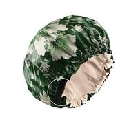 Zewurtuw Gorro de satén con sensación de seda para dormir, reutilizable, de doble capa, elástico, ajustable, lindo estético, para mujeres y niñas, flor verde