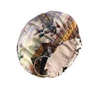 Zewurtuw Gorro de satén con sensación de seda para dormir, reutilizable, de doble capa, elástico, ajustable, lindo gorro estético para mujeres y niñas, pato