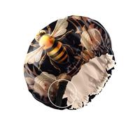 Zewurtuw Gorro de satén con sensación de seda para dormir, reutilizable, de doble capa, elástico, ajustable, bonito gorro estético para mujeres y niñas, abeja