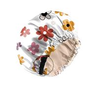 Zewurtuw Gorro de satén de seda para dormir, reutilizable, de doble capa, elástico, ajustable, bonito gorro estético para mujeres y niñas, flor floral