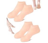 ZEXIJOW 2 Pares Calcetines Hidratantes de Silicona para Pies Secos y Agrietados, Calcetines de Gel Reutilizables y Lavables para Cuidado de Pies, Talla 36-44