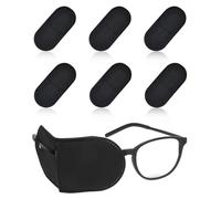 ZEXIJOW 6 Piezas Parches Oculares para Gafas, Parche Ocular de Tela No Tejida Reutilizable para Niños y Adultos, Tratamiento de Ambliopía y Estrabismo, Negro