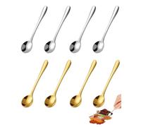 ZEXIJOW 8 Cucharas Pequeñas de Acero Inoxidable 7,5 cm, Cucharitas para Espresso, Té, Especias, Sal, Miel y Postre, Aptas para Lavavajillas(4 oro y 4 plata)