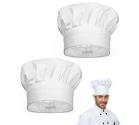 ZEXIJOW Gorro de chef unisex de 2 piezas,De polialgodón,Ajustable,Gorro de chef profesional,De algodón,Apto para cocinar,Hornear y restaurantes,Ajustable de 58 a 63 cm (blanco)