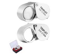 ZEXIJOW Plegable Lupa de Joyero, Lente de Cristal con Aumento 10X y 30X para Monedas, Joyas, Sellos e Identificación de Antigüedades