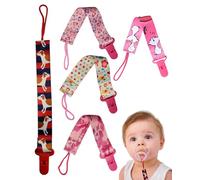ZEXIJOW Set 5 Chupetero de clip para Bebé,Ajustable Cadena Chupete Bebe,Cadena de Chupetes para niños y niñas,Diseño de Una Pieza,Sin BPA,Protege a tu bebe,Multicolor (I)