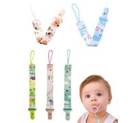 ZEXIJOW Set 5 Chupetero de clip para Bebé,Ajustable Cadena Chupete Bebe,Cadena de Chupetes para niños y niñas,Diseño de Una Pieza,Sin BPA,Protege a tu bebe,Multicolor