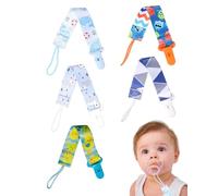 ZEXIJOW Set 5 Chupetero de clip para Bebé,Ajustable Cadena Chupete Bebe,Cadena de Chupetes para niños y niñas,Diseño de Una Pieza,Sin BPA,Protege a tu bebe,Multicolor (E)