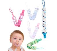 ZEXIJOW Set 5 Chupetero de clip para Bebé,Ajustable Cadena Chupete Bebe,Cadena de Chupetes para niños y niñas,Diseño de Una Pieza,Sin BPA,Protege a tu bebe,Multicolor-B