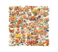 ZEXIJOW Set de pegatinas retro en color naranja,50 Piezas,Pegatinas vintage con un diseño cálido para maletas,Cuadernos, álbumes de recortes,Pegatinas PET impermeables y transparentes