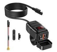 ZEXMTE Enchufe USB de 12 V, carga rápida 3.0 PD tipo C y cargador USB para motocicleta con interruptor de encendido/apagado y voltímetro LED, impermeable para motocicleta de 12 ~ 24 V