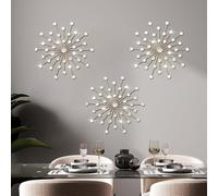 ZEXUIRU Juego de 3 colgantes de metal para pared con cristales brillantes, diseño de estrella de sol y diamantes de imitación, chapado en oro