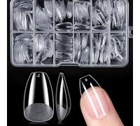 ZEYACHAN 240Piezas Uñas Postizas Transparentes-Bailarina Cortas, 12 Tamaños Tips Uñas Acrilico, Soft Gel Tips Uñas Acrilicas Postizas Natural Con Caja, Puntas de Uñas Para Salones de Uñas y DIY Nail