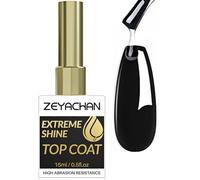 ZEYACHAN Top Coat Semipermanente Brillo- 15ML - No Wipe Top Coat Gel Uñas Esmalte Semipermanente UV/LED Soak Off, Uñas De Gel Profesional- Super Glossy - Duradero - para Manicura y Pedicura