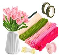 zeyedemo Limpiadores de pipa creativos para manualidades, 350 piezas, coloridos, para manualidades, con tallos, cintas, recipientes para polvo, cinta adhesiva, limpiadores de pipa, juego de flores