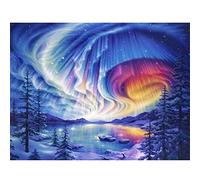 Zeyevan DIY Diamond Painting Aurora Nieve Por Número Kit, 5D Punto De Cruz Diamante Pintura Bosque De Invierno Bordado Artes Kit De Punto De Cruz Para Decoración De La Del Hogar 30x40 cm