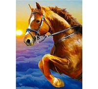 Zeyevan DIY Diamond Painting Completo Puesta del Sol Caballo 5D Bordado Diamante Painting Kit Completo Animal Punto de Cruz Rhinestone Bordado Artesanía para Hogar Decoración Pared 30 x 40 cm
