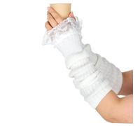 ZEYIYER Wihte - Calentadores de brazos, mangas sin dedos con encaje, fundas de brazo para otoño e invierno para mujer