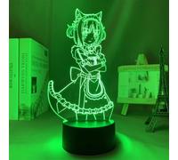 ZEYIZL Lámpara de noche ilusión 3D con personaje anime Nekopara Azuki, lámpara mesa alimentación USB, luces LED RGB for niños, regalos, decoración dormitorio