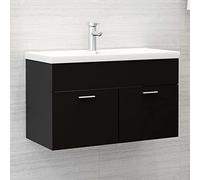 ZEYUAN Armario para Lavabo, Armario Baño, Mueble Bajo Lavabo, Mueble Baño, Muebles para Lavabo, aglomerado Negro 80x38,5x46 cm