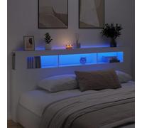 ZEYUAN Cabecero con LED Madera de ingeniería Blanco 220x18,5x103,5 cm, Cabeceros Cama, Cabeceros Moderno, Cabezales Cama, Muebles Habitacion, Cama Cabeza, Mueble Cabecero - 837372