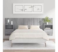 ZEYUAN Cabecero de Cama con mesitas, Cabeceira Cama, Cabezal De Cama, Cabecero Y Mesitas, Mesilla De Noche, Madera contrachapada Gris Sonoma