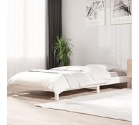 ZEYUAN Cama apilable, Somier, Bases De Cama, Estructura Cama, Bed Frame, Cama Juvenil, Marco De Cama, de Madera Pino Maciza Blanco 90x190 cm
