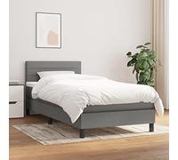 ZEYUAN Cama Box Spring con colchón Tela Gris Oscuro 90x200 cm, Somier, Cama Juveniles, Estructura Cama 3140106