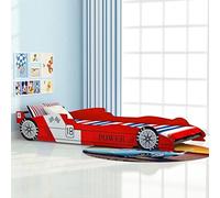 ZEYUAN Cama con Forma de Coche de Carreras para niños, Marco De La Cama, Canape, Canape Dormitorio, Cama Divan, roja 90x200 cm