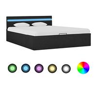ZEYUAN Cama hidráulica con almacenaje y LED, Marco De La Cama, Canape, Canape Dormitorio, Cama Divan, Tela Gris Oscuro 140x200cm