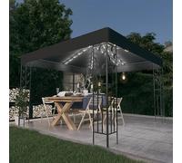ZEYUAN Cenador con Tira de Luces LED, Cenadores para Jardin, Pergolas De Jardin, Carpas De Jardin, Carpas para Exteriores, Carpa Jardin Exterior, 3x3 m Gris Antracita