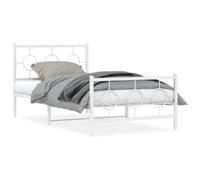 ZEYUAN Estructura Cama Metal cabecero y Estribo Blanca 100x190 cm, Base De Cama, Estructura Cama, Marco De Cama, Bed Frame, Cama Juvenil, Cama Dormitorio, Somier - 376287