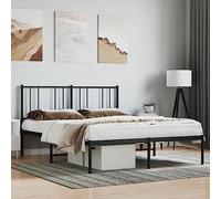 ZEYUAN Estructura de Cama con cabecero Metal Negro 150x200 cm, Base De Cama, Marco De Cama, Cama Juvenil, Cama Dormitorio, Somier - 352482