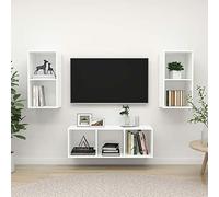 ZEYUAN Juego de Mueble para TV de 3 Piezas, Muebles De Salon Comedor Modernos, Mueble TV Salon, Salones Modernos Completos, Conjunto TV Salon, Muebles TV, aglomerado Blanco
